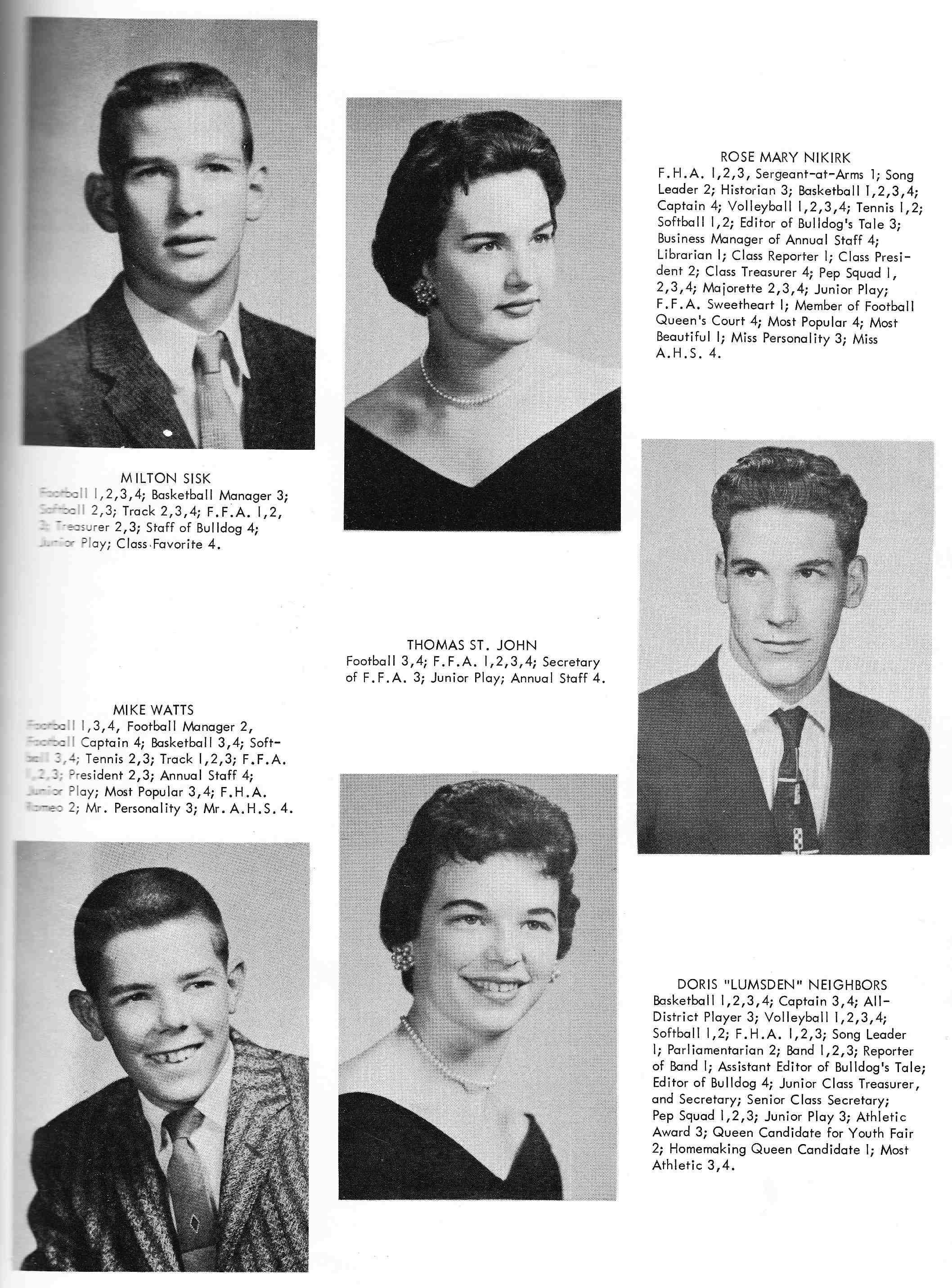 Pages of the 1959 Alvord TX School Yearbook